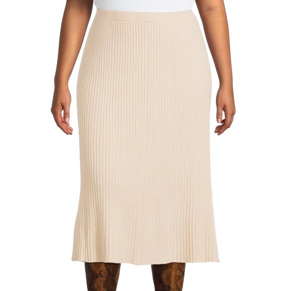 Terra & Sky Women's Plus Size Sweater Skirt Black - Picture 1 of 4